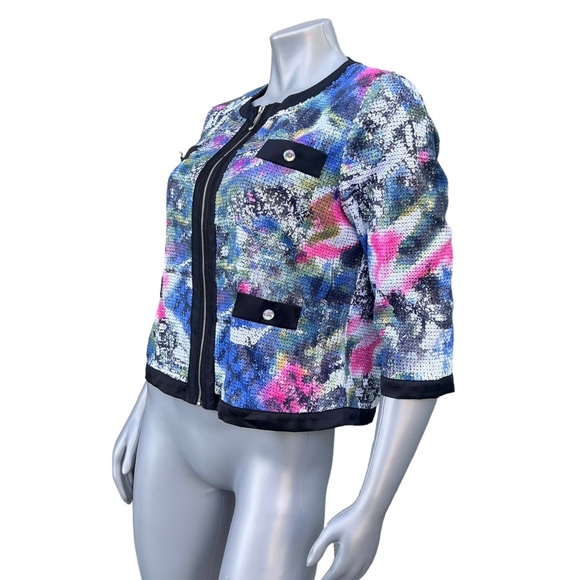 Michael Simon Sequin Jacket Zip Front - Picture 3 of 7